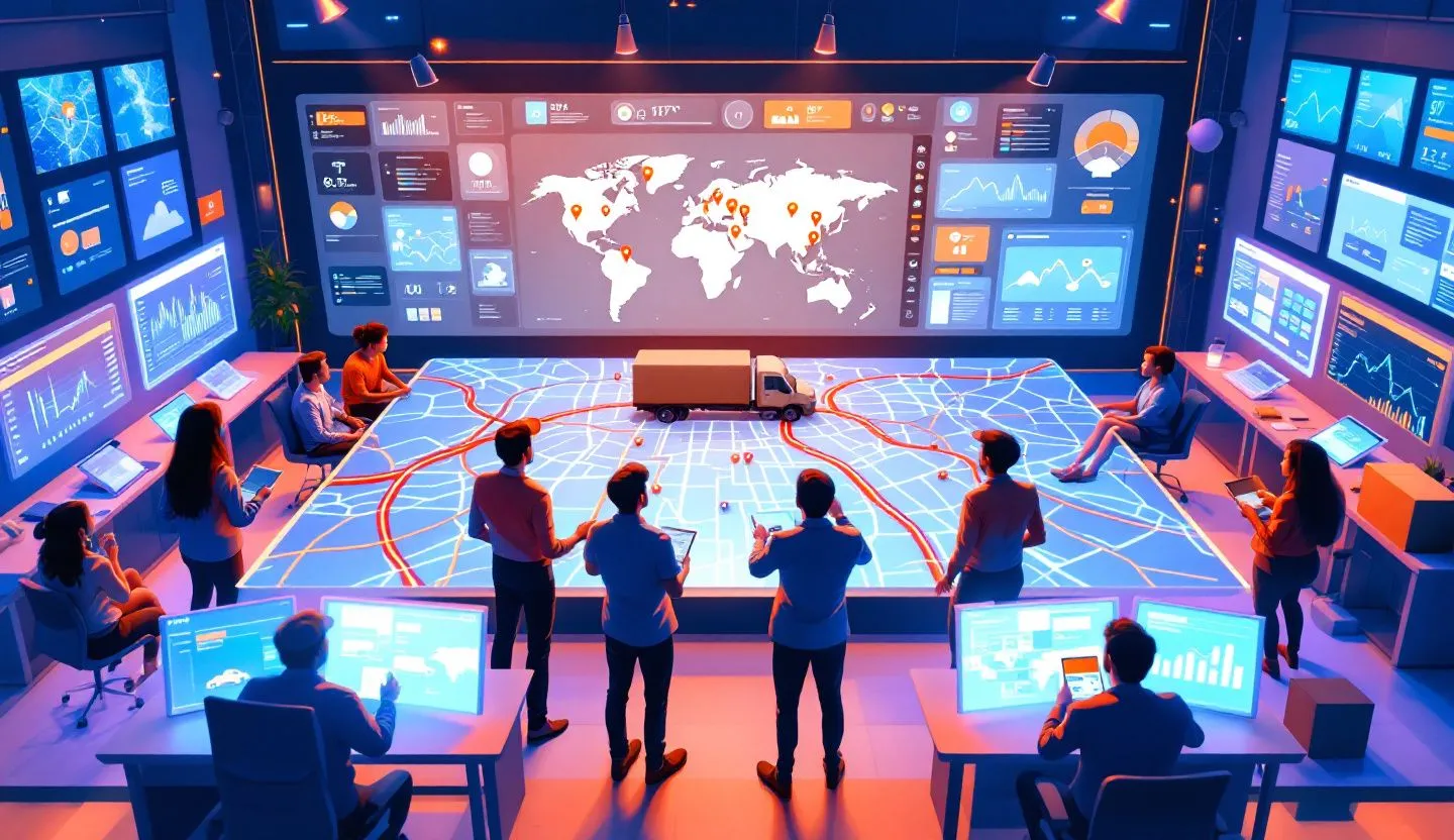 A visual of a brand using AI-powered tools to track deliveries and optimize routes.