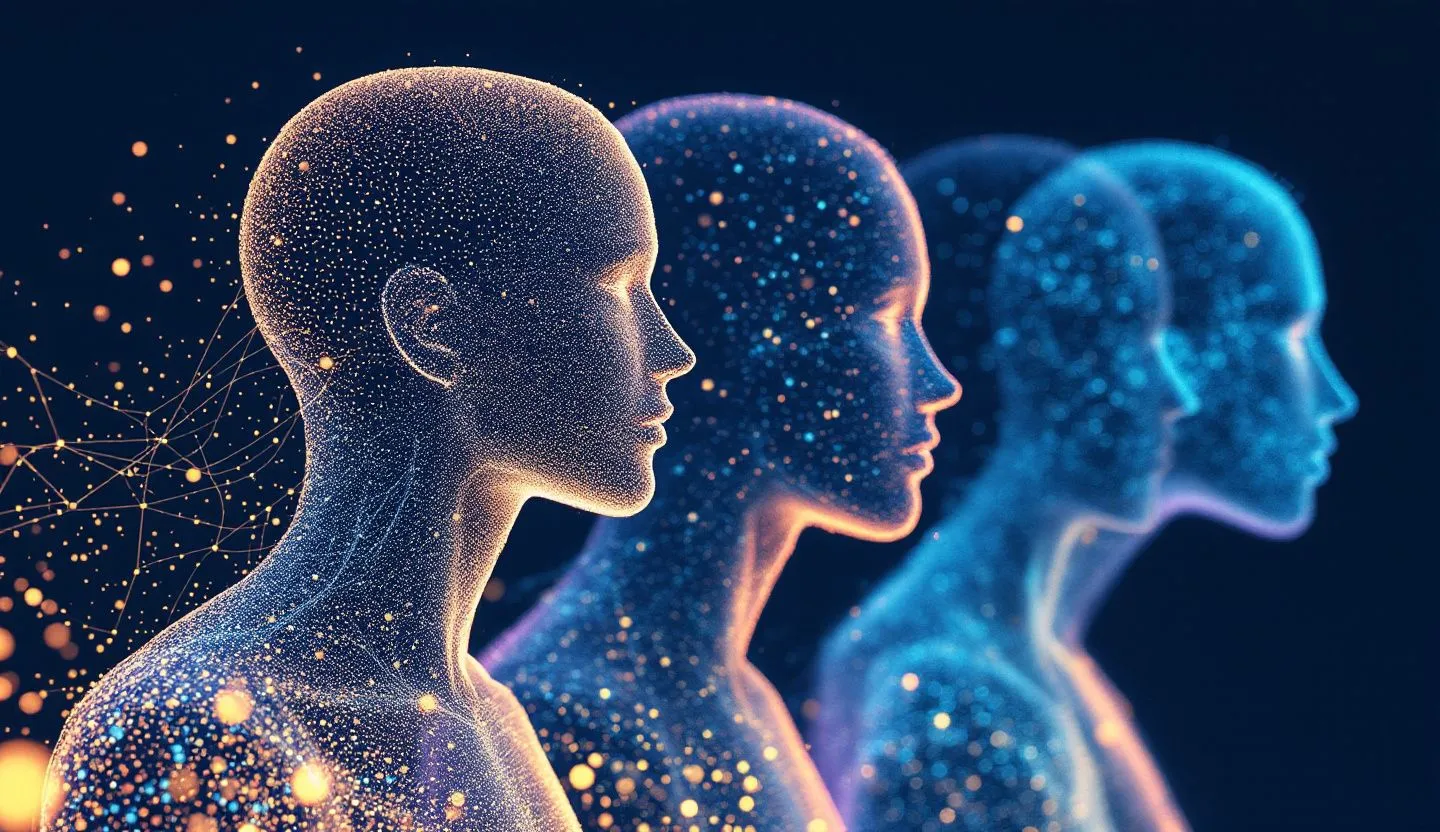 Creative digital visualization of customer profiles made from flowing particles