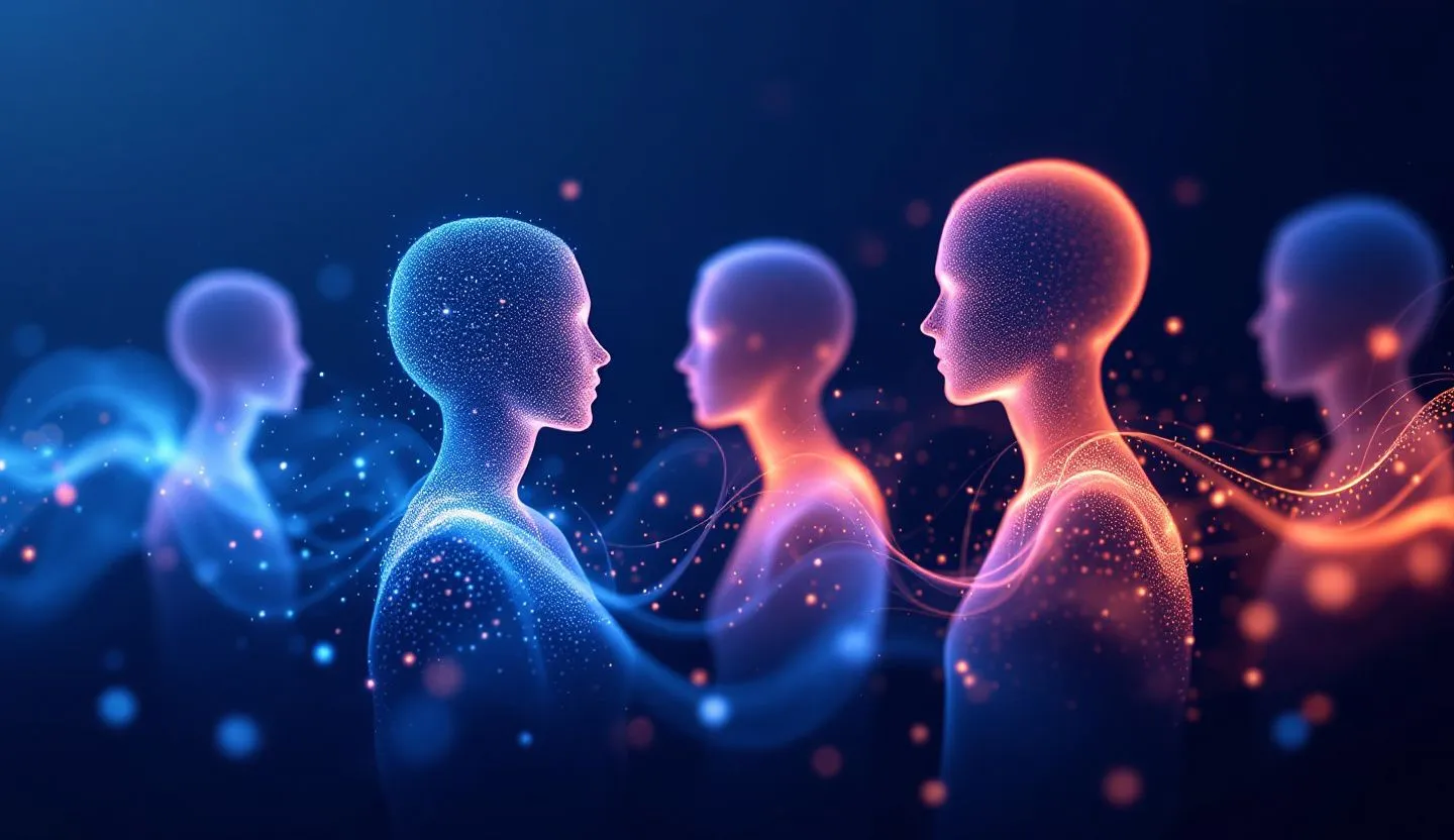 Creative digital visualization of customer profiles made from flowing particles