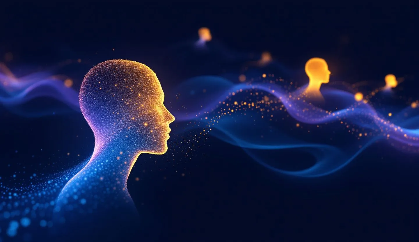 Creative digital visualization of customer profiles made from flowing particles