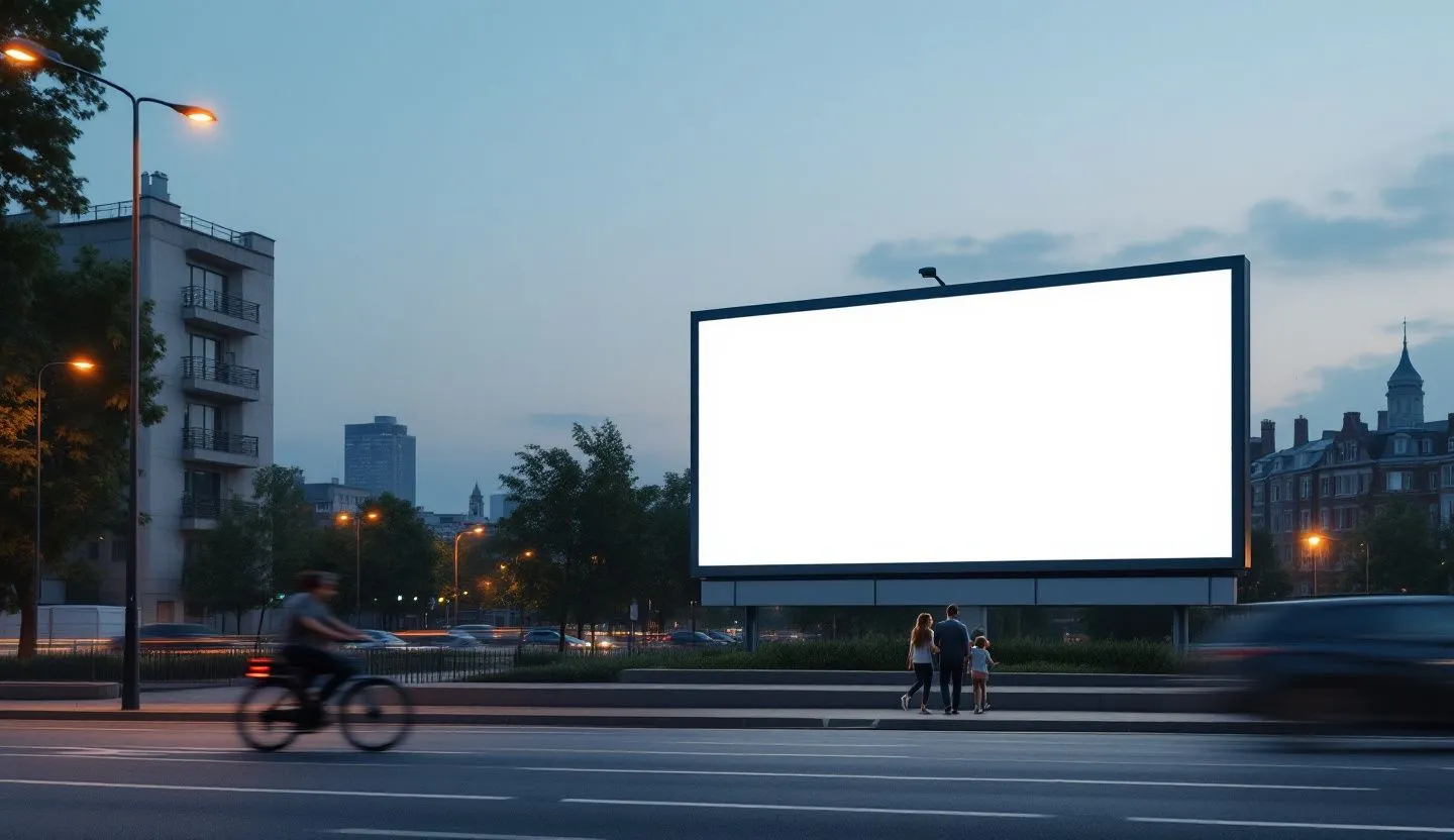 A brand's promise on a billboard, connecting deeply with its target audience. Style realistic and minimalistic