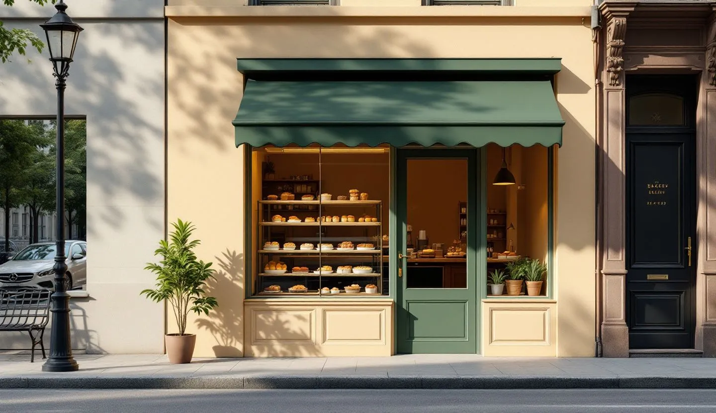 A small business’s consistent visual style making it easily recognizable among competitors. Style realistic and minimalistic