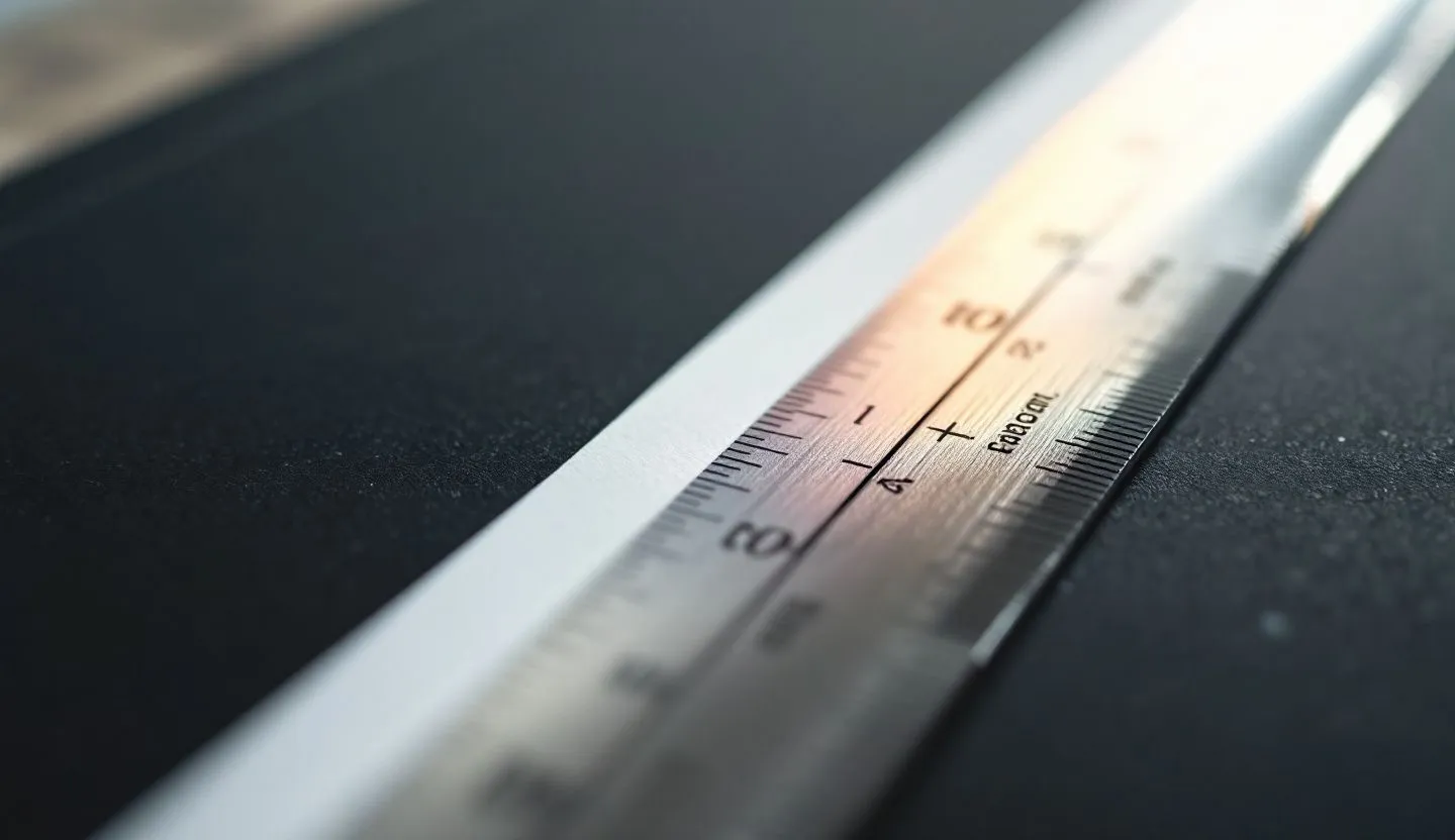 Close-up or macro detail: macro of crop marks and paper edges aligned with a metal ruler. Editorial photography, cinematic lighting in a modern professional workspace. Do not show split screens, clutter, text, UI elements, logos, graphs, or charts. Avoid cartoonish effects.