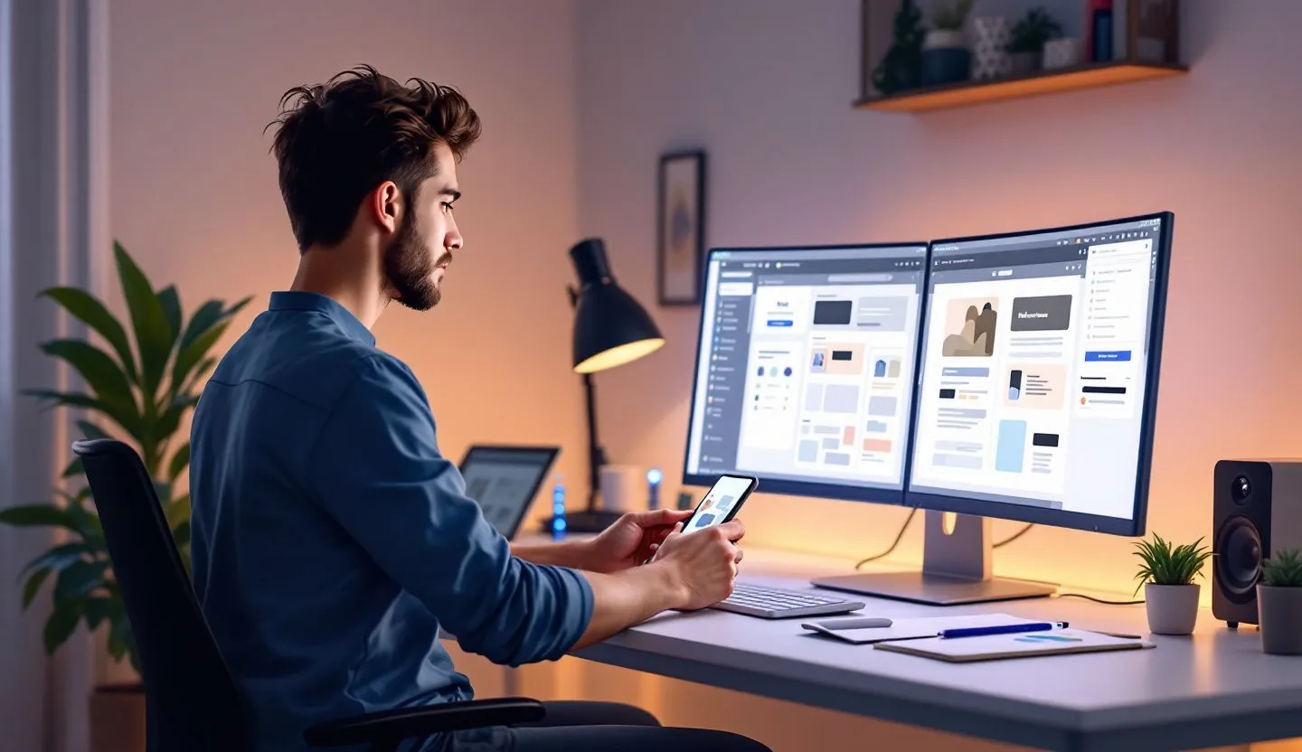 A designer optimizing a website for mobile-first design.