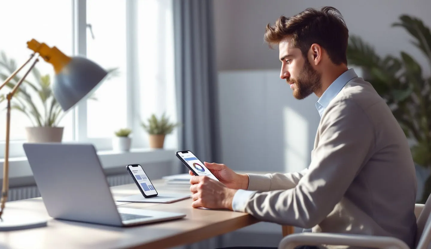 A small business owner reviewing mobile-first designs for their website.