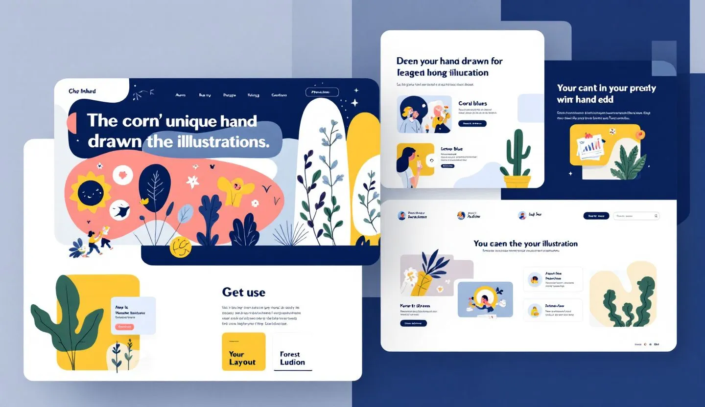 A website showcasing a brand’s unique illustrations as part of its visual identity.