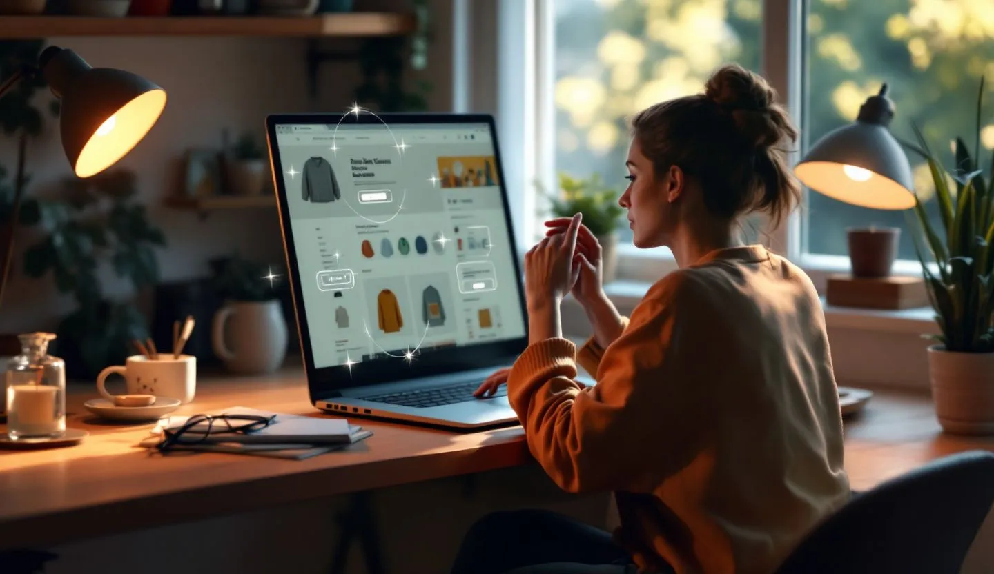 A customer interacting with clickable animations on a small business website.