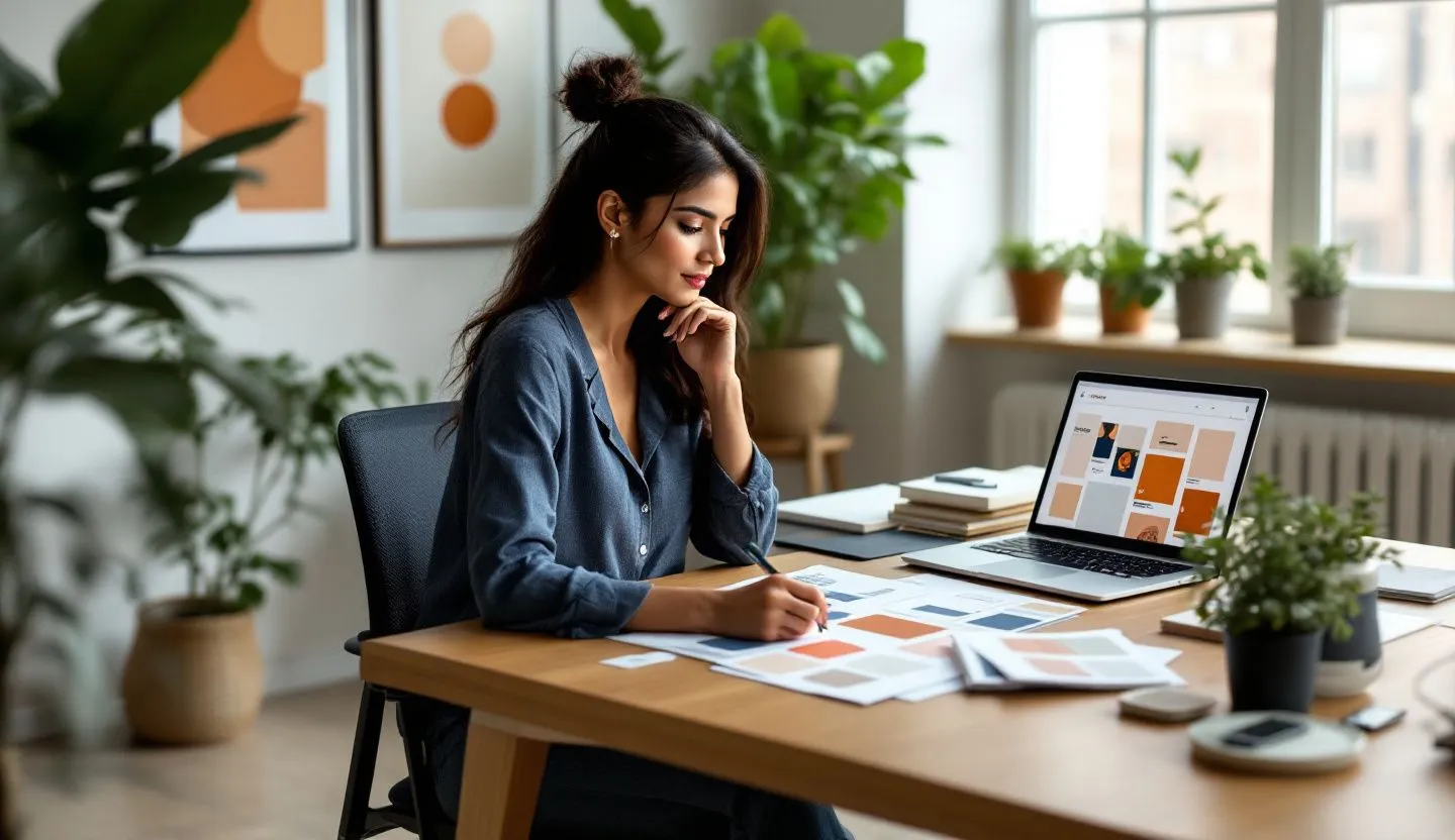 A business owner selecting brand imagery for their website and marketing materials.