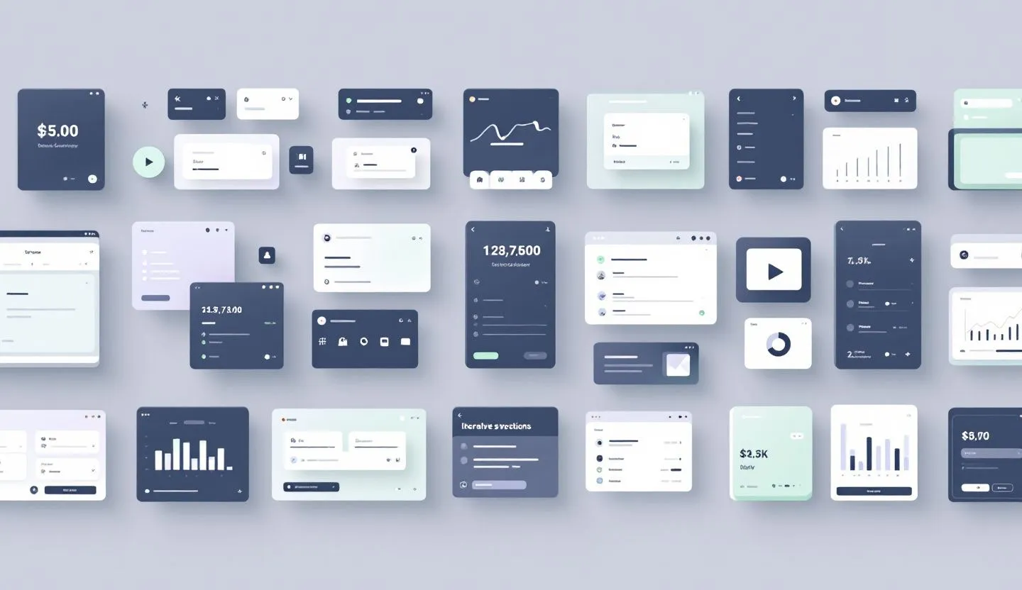 Clean digital art of multiple screens and assets aligning seamlessly in a creative grid