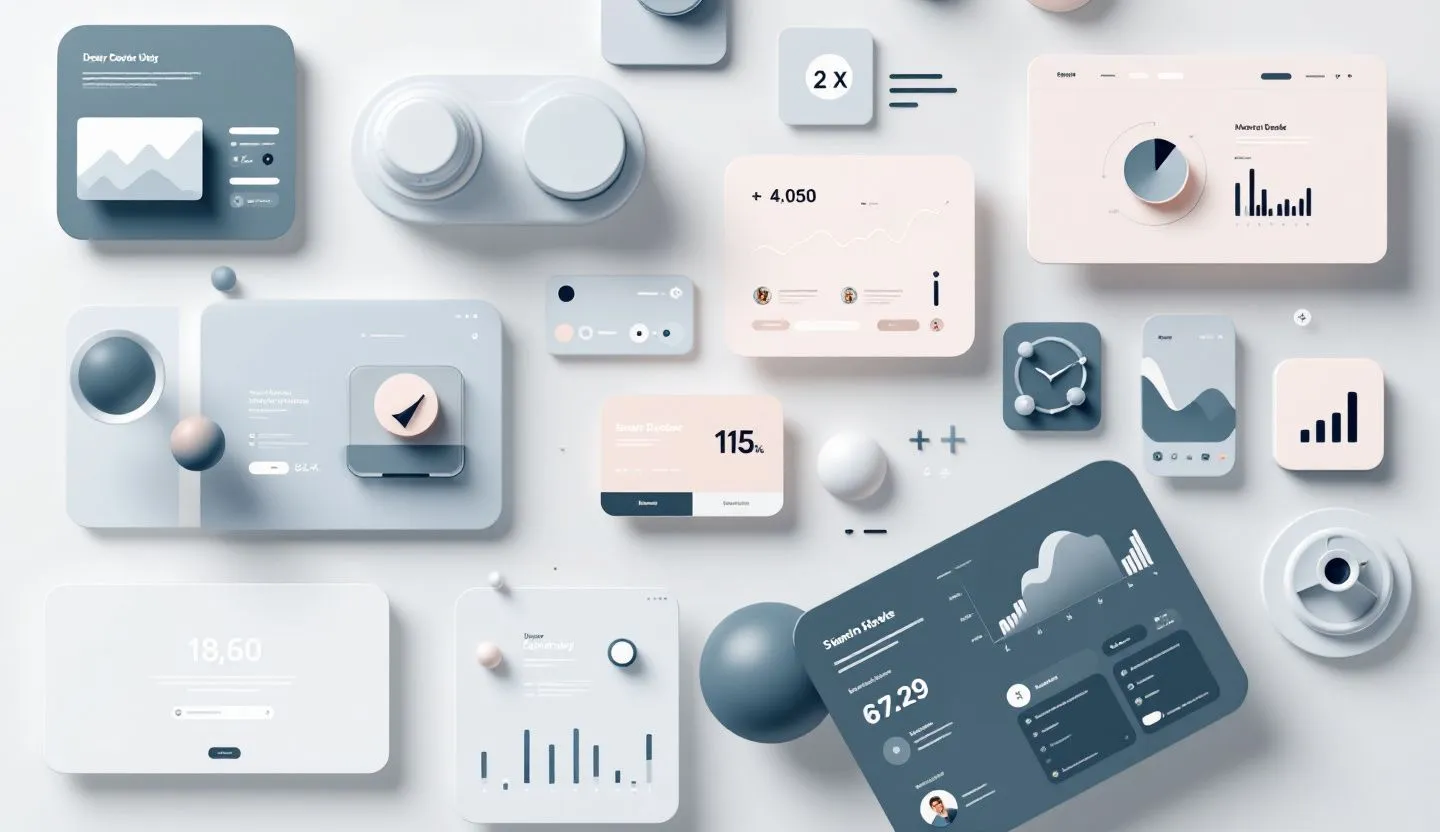 Clean digital art of multiple screens and assets aligning seamlessly in a creative grid