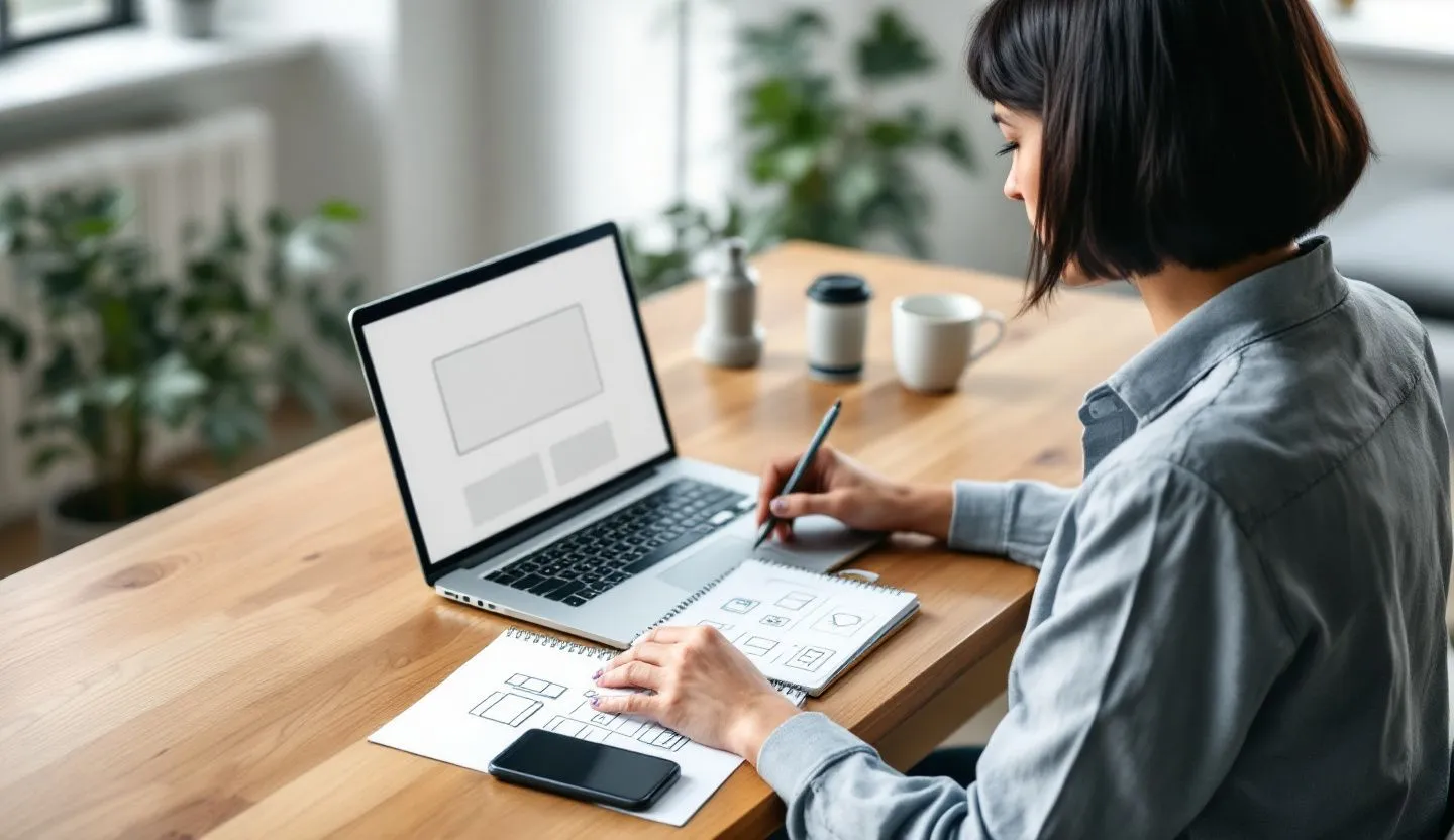 A small business owner finding cost-effective ways to reach customers online. Style realistic and minimalistic