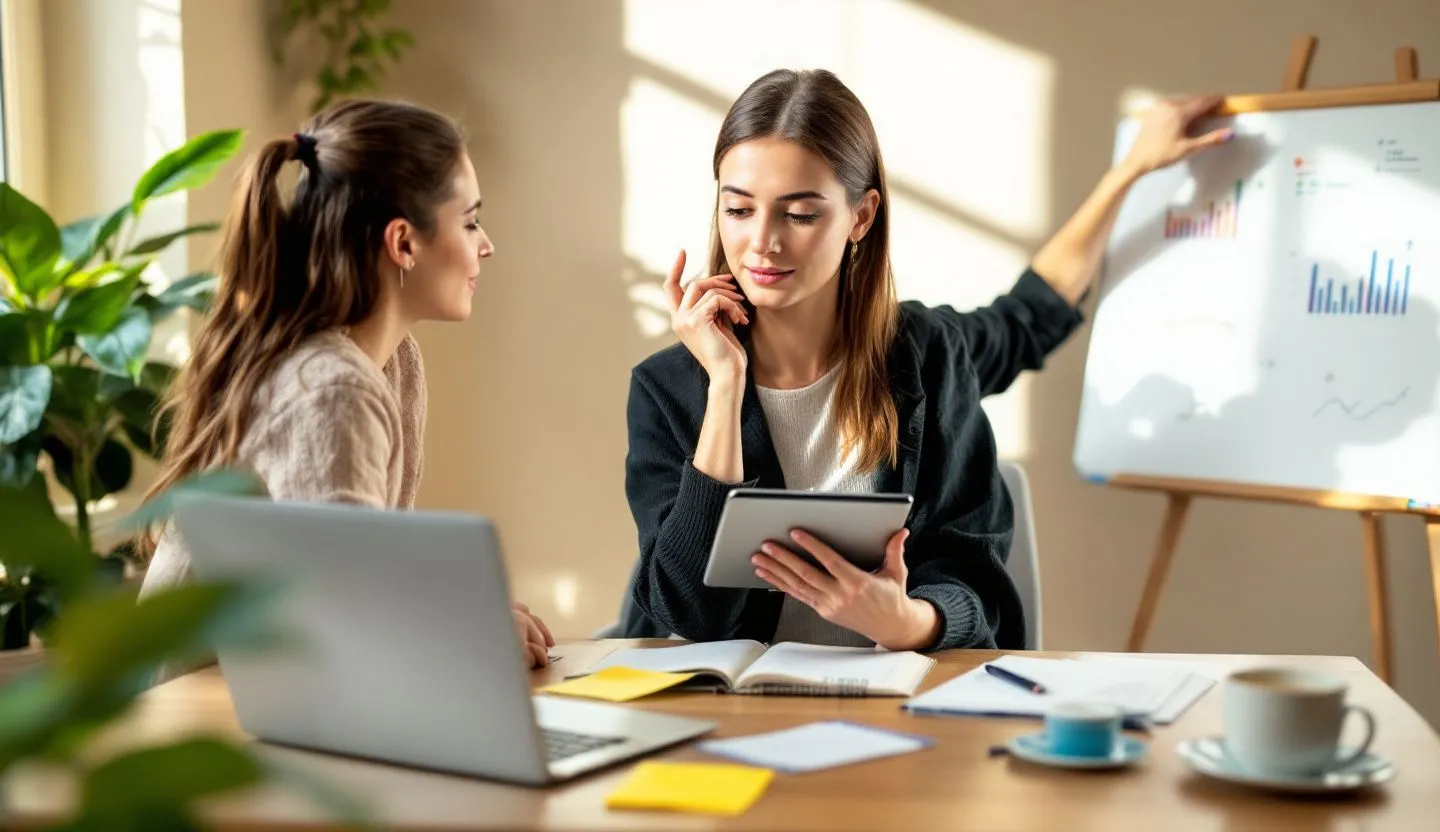 A visual of a small business owner reviewing marketing data and adjusting strategies accordingly.