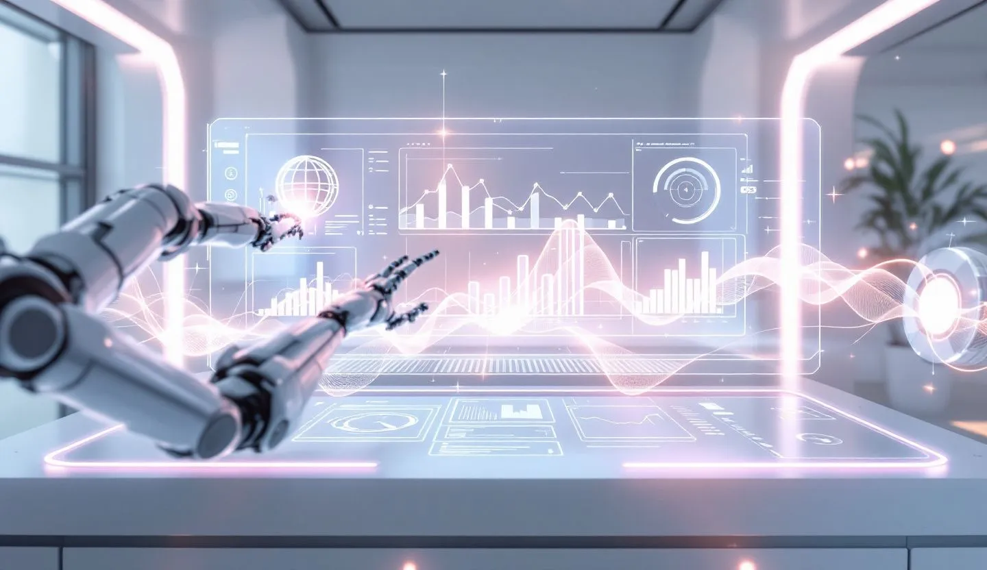 A futuristic dashboard displaying various automation tools in action, showing data flows and campaign results. Style realistic and minimalistic