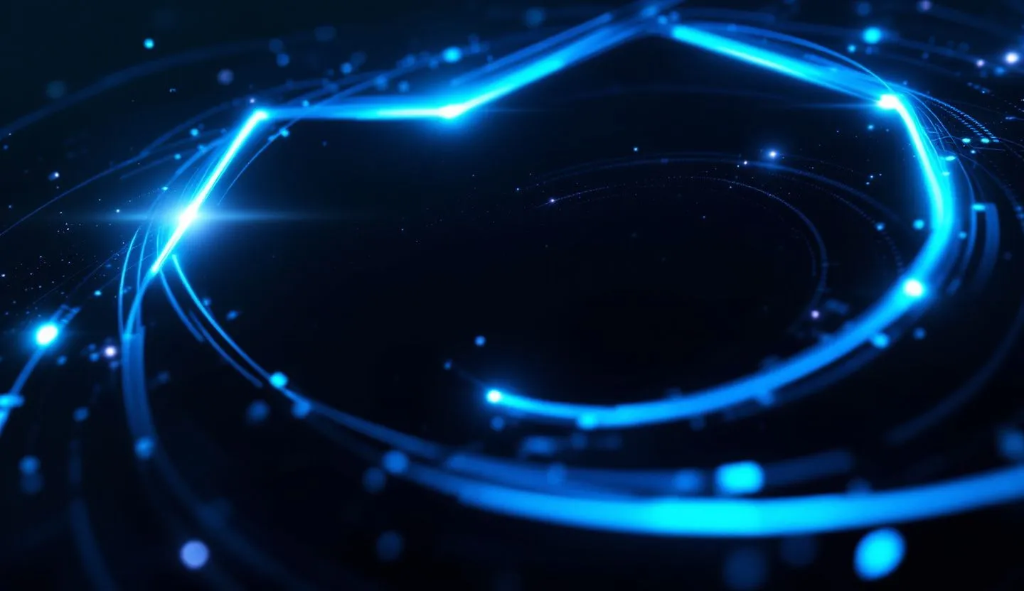 Abstract futuristic visual of data lines forming a business logo or symbol (no text)